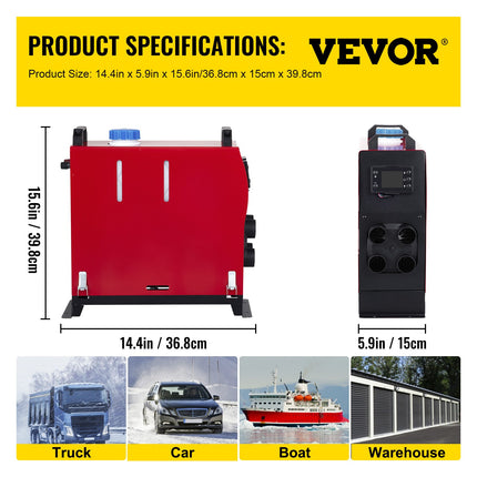 Autonominis dyzelinis šildytuvas VEVOR 12V 5000W, 4 oro išpūtimo angos