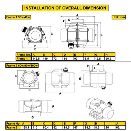 Betono vibracinis variklis VEVOR 90W, 3000 aps./min.