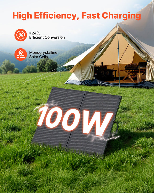 Sulankstoma saulės baterija VEVOR S100, 100W