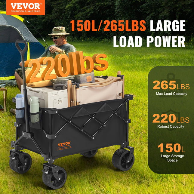 Sulankstomas sodo vežimėlis VEVOR W9-1, 150 l talpa