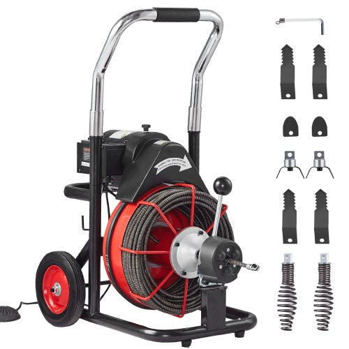 Elektrinis vamzdžių valymo įrenginys VEVOR D1000, 30,5 m x 9,52 mm