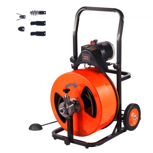 Elektrinė vamzdžių valymo mašina VEVOR 30.5m x 19mm, automatinis padavimas