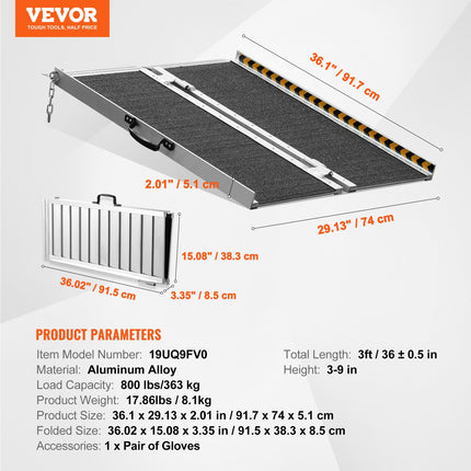 Nešiojama rampa neįgaliųjų vežimėliams VEVOR 19UQ9FV0, 363 kg keliamoji galia
