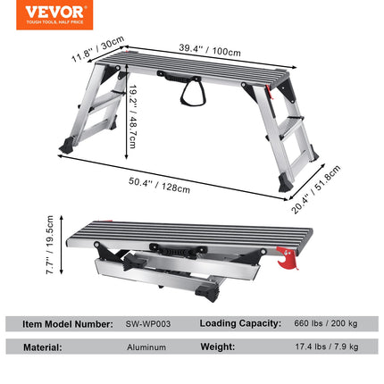 Sulankstoma darbinė platforma VEVOR SW-WP003, 299,4 kg apkrova