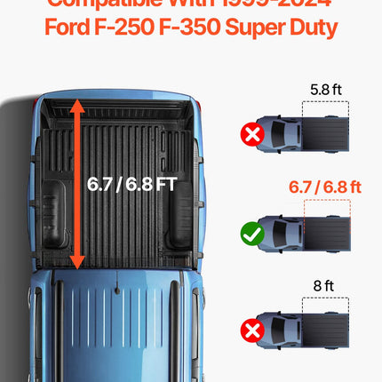 Sulankstomas pikapo kėbulo uždangalas VEVOR Ford F-250 F-350 (1999-2024), 6,75 pėdų kėbului