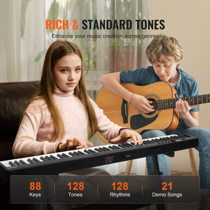 Sulankstomas skaitmeninis pianinas VEVOR BX-20, 88 klavišai