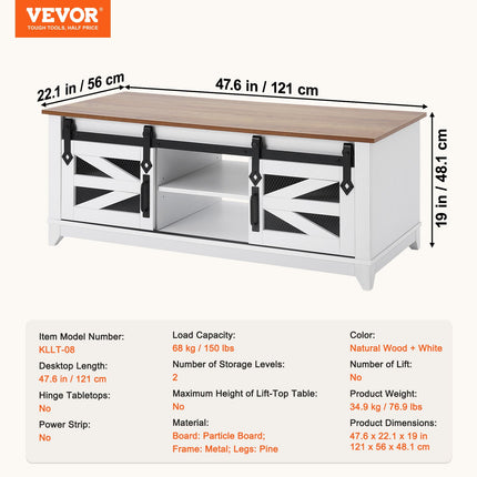 Kavos staliukas VEVOR KLLT-08, 121 cm ilgio