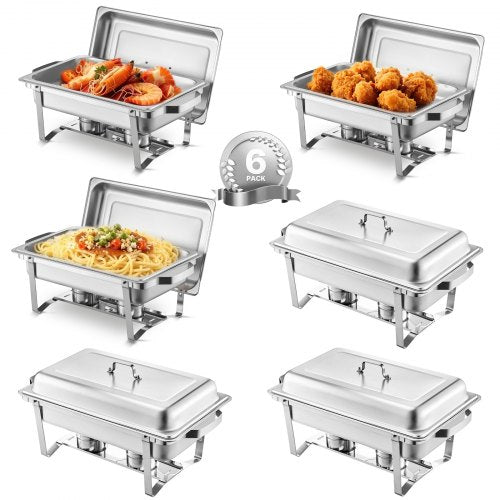 Maisto šildytuvas (Chafing Dish) VEVOR HZ-433, 6 vnt. rinkinys, 7,5 l talpa
