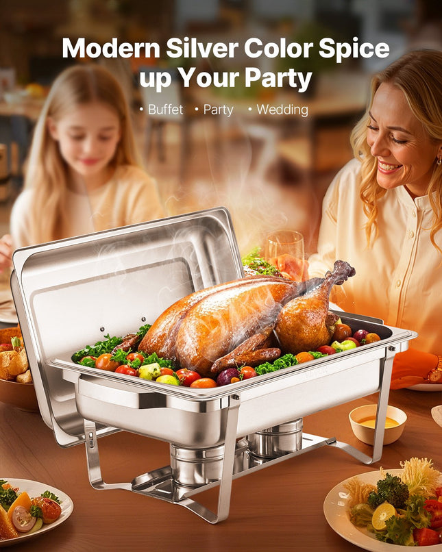 Maisto šildytuvas (Chafing Dish) VEVOR HZ-433, 6 vnt. rinkinys, 7,5 l talpa