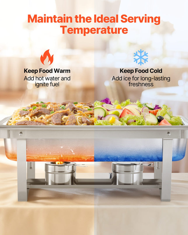 Maisto šildytuvas (Chafing Dish) VEVOR HZ-433, 4 vnt. rinkinys, 9,91 l