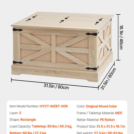 Pintas kavos staliukas VEVOR HYCT-MZBT-008, 80 cm ilgio