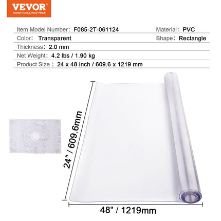 Plastikinė stalo apsauga VEVOR F085-2T-061124, 61x122 cm
