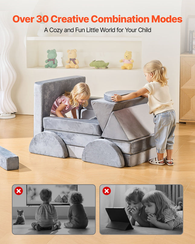 Modulinė vaikiška žaidimų sofa VEVOR SF-1790, 14 dalių rinkinys