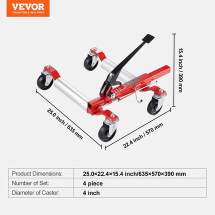 Automobilio ratų vežimėlis VEVOR, 680 kg keliamoji galia (4 vnt. komplektas)