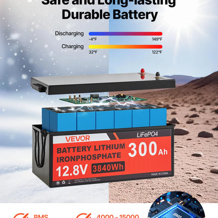 Saulės elektrinės komplektas VEVOR 800W 12V, 300Ah LiFePO₄ akumuliatorius