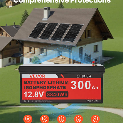 Saulės elektrinės komplektas VEVOR 800W 12V, 300Ah LiFePO₄ akumuliatorius