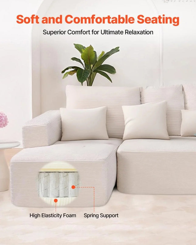 Modulinė kampinė sofa VEVOR 247037#, L formos, smėlio spalvos