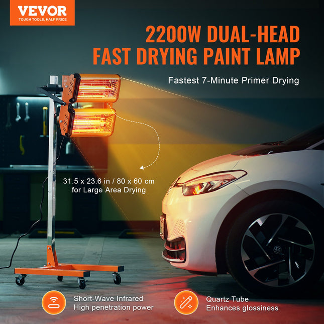 Infraraudonųjų spindulių džiovinimo lempa VEVOR 2A, 2200 W