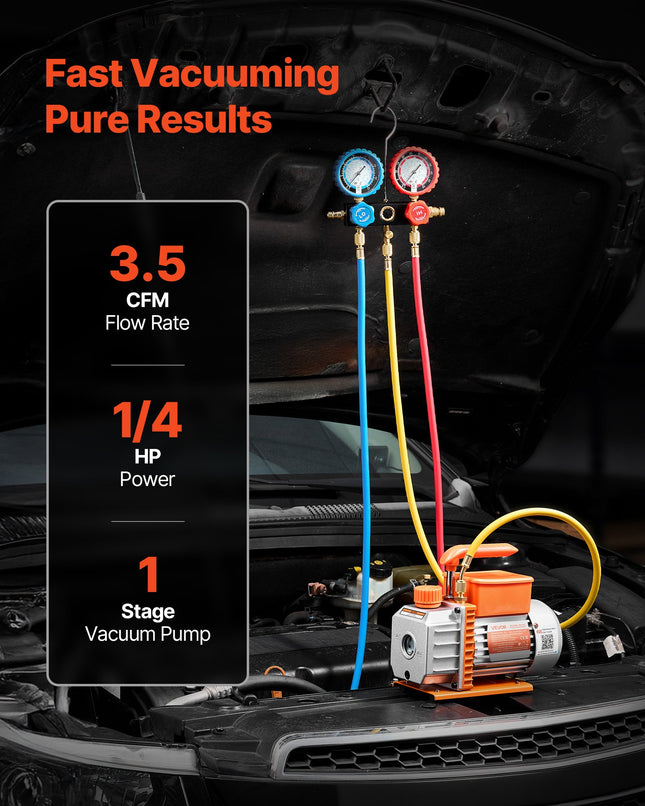 Vakuuminis siurblys ir manometrų rinkinys VEVOR RS-1, 99 l/min