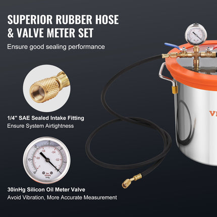 Vakuuminė kamera su siurbliu VEVOR TW-1K, 11,4 l talpa