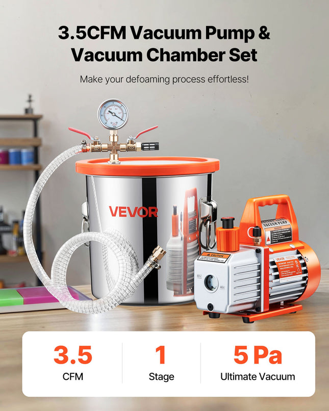 Vakuuminė kamera su siurbliu VEVOR VP125, 11,36 l