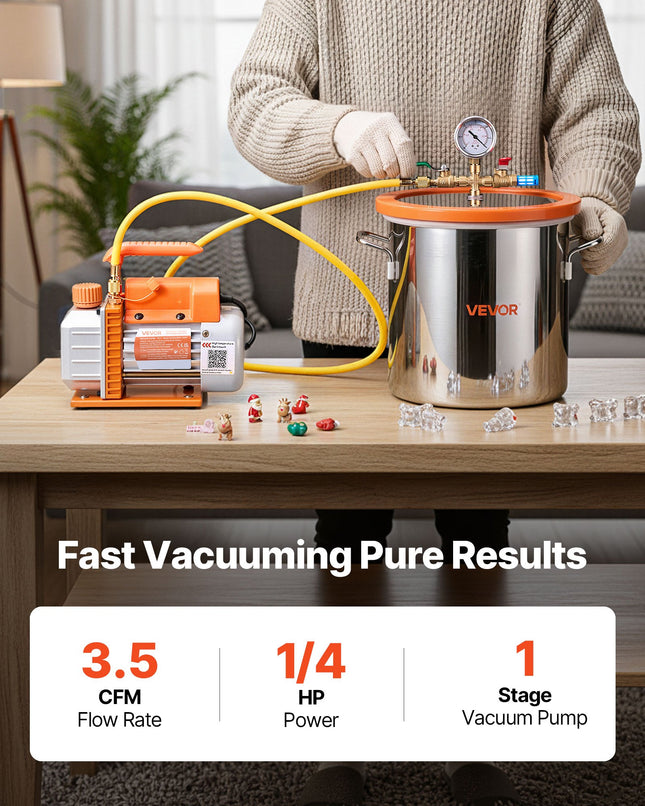Vakuuminė kamera su siurbliu VEVOR RS-1, 11,36 l