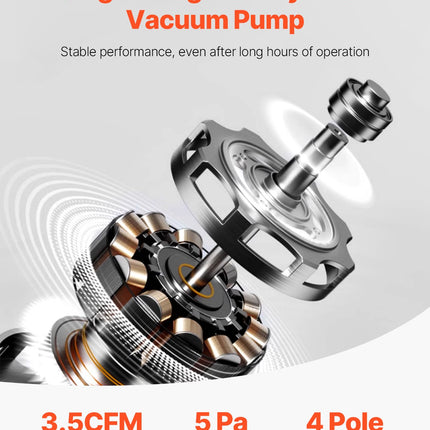 Vakuuminis siurblys ir manometrų rinkinys VEVOR VP125, 3,5 CFM