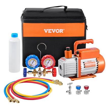 Vakuuminis siurblys ir manometrų rinkinys VEVOR VP125, 3,5 CFM