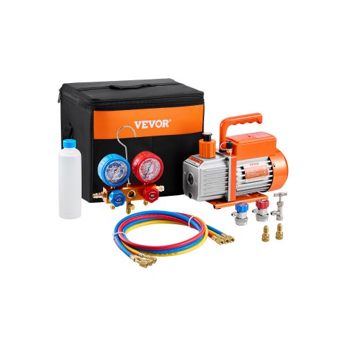Vakuuminio siurblio ir manometrų rinkinys VEVOR VP125, 217 l/min