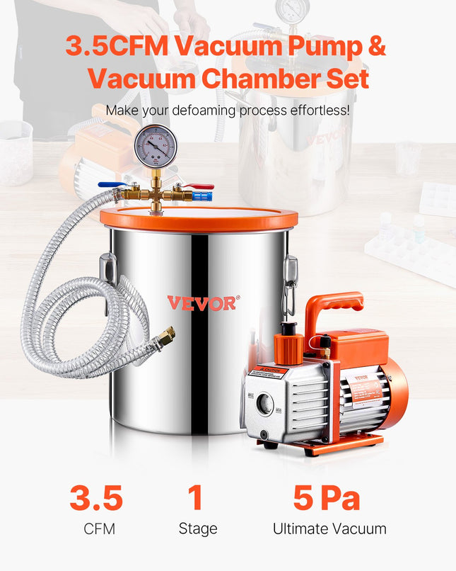 Vakuuminė kamera su siurbliu VEVOR VP125, 19 l