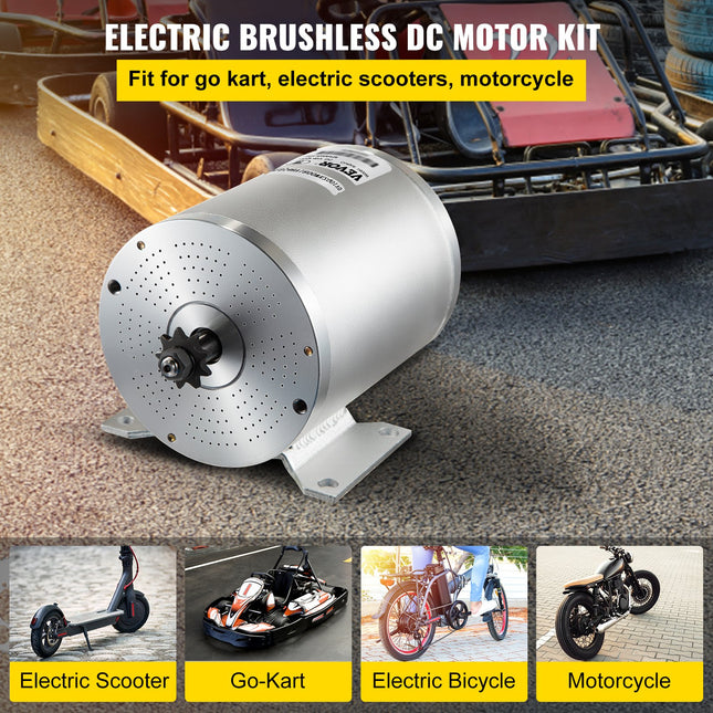 Bešepetėlinis nuolatinės srovės variklio komplektas VEVOR 2000W 48V, 4300 RPM