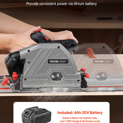 Akumuliatorinis įleidžiamas diskinis pjūklas VEVOR 8140, 20V 4Ah
