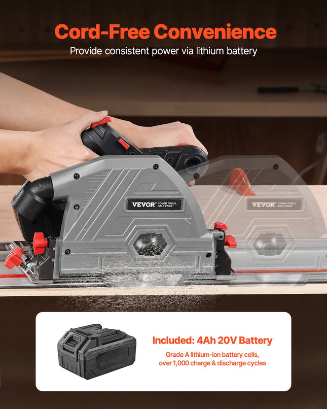 Akumuliatorinis įleidžiamas diskinis pjūklas VEVOR 8140, 20V 4Ah