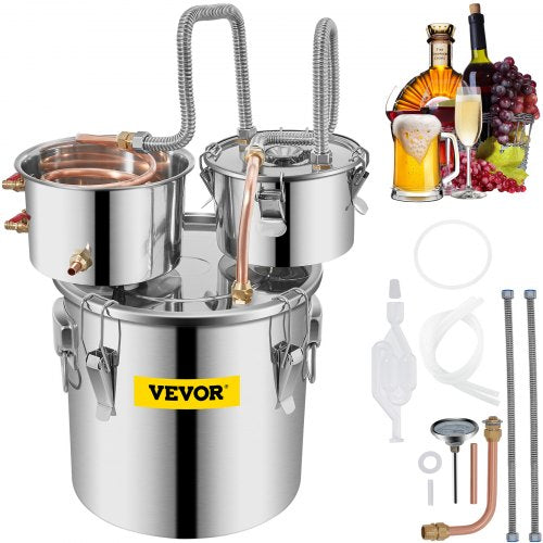 Distiliavimo aparatas VEVOR 12L, su variniu gyvatuku