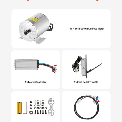 Elektrinis bešepetėlis variklis VEVOR JZ48V1800W, 1800W