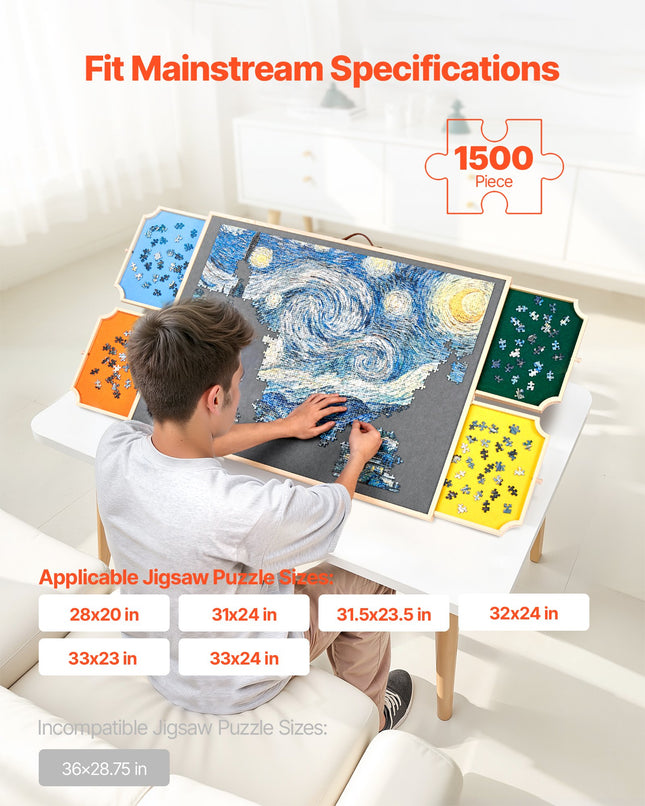 Besisukantis dėlionių stalas VEVOR SJ-05, 1500 detalių