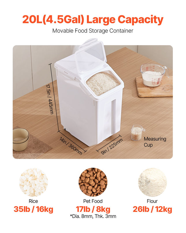 Birių produktų ir gyvūnų ėdalo konteineris VEVOR F-8909, 20 l talpos