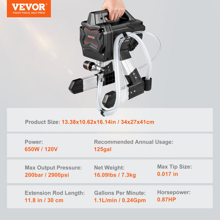 Beoris dažų purkštuvas VEVOR X6, 650 W