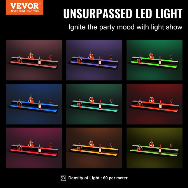 LED butelių lentyna VEVOR ok-2-48, 121 cm ilgio