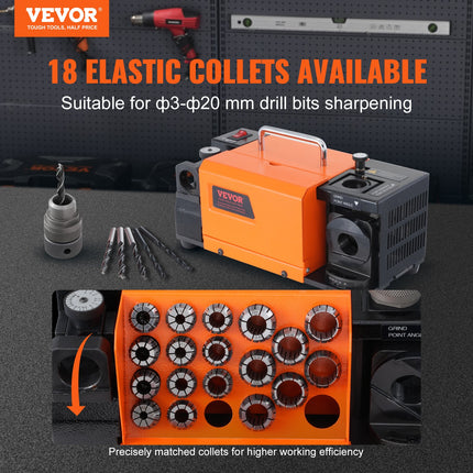 Grąžtų galandimo staklės VEVOR MR-20G, 3–20 mm