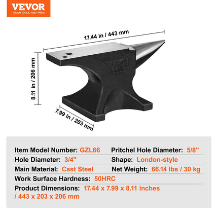 Priekalas VEVOR GZL66, 30 kg