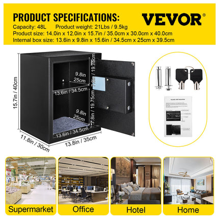 Seifas VEVOR 48L, su biometrine spyna