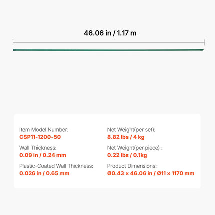 Sodo kuoliukai VEVOR CSP11-1200-50, 1170 mm, 50 vnt.