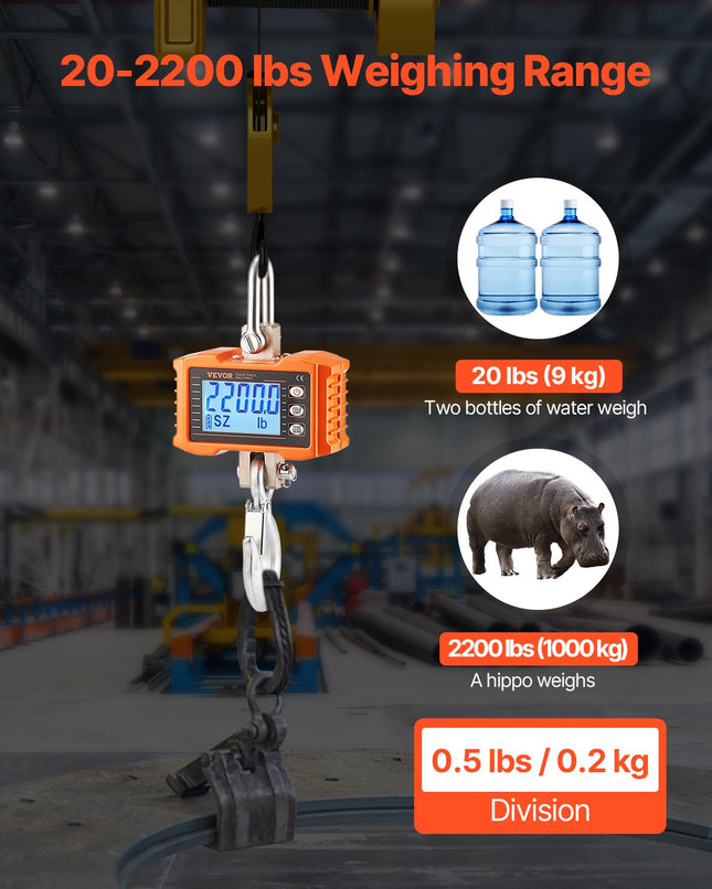Skaitmeninės kraninės svarstyklės VEVOR OCS-S, 1000 kg