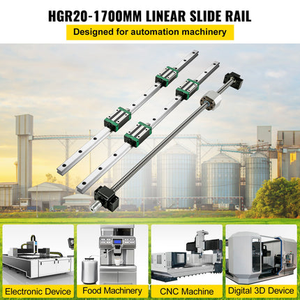 Linijinių kreipiančiųjų rinkinys VEVOR HGR20-1700, 1700 mm