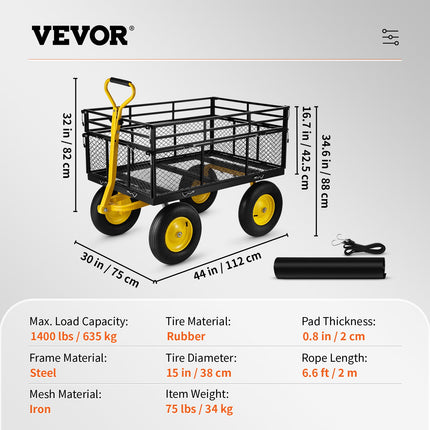 Sodo vežimėlis VEVOR VV-HYTC-1400, 635 kg keliamoji galia
