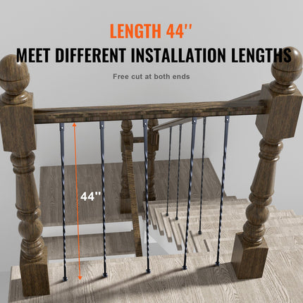 Metaliniai laiptų turėklų strypai VEVOR ZX-LX44in-10, 112 cm ilgio, 10 vnt.