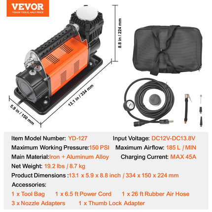 Padangų kompresorius VEVOR YD-127, 7.06 CFM