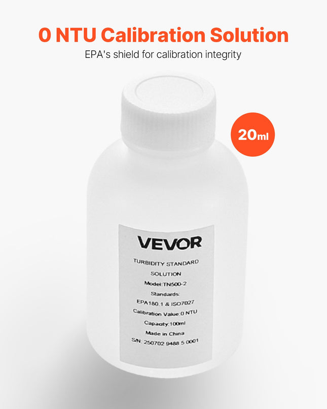 Drumstumo matuoklio kalibravimo tirpalas VEVOR TN500-2, 0 NTU, 100 ml