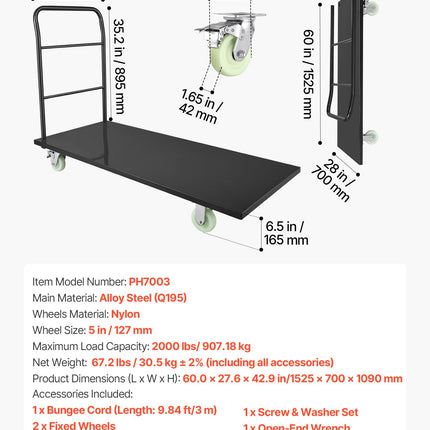Platforminis vežimėlis VEVOR PH7003, 907 kg keliamoji galia